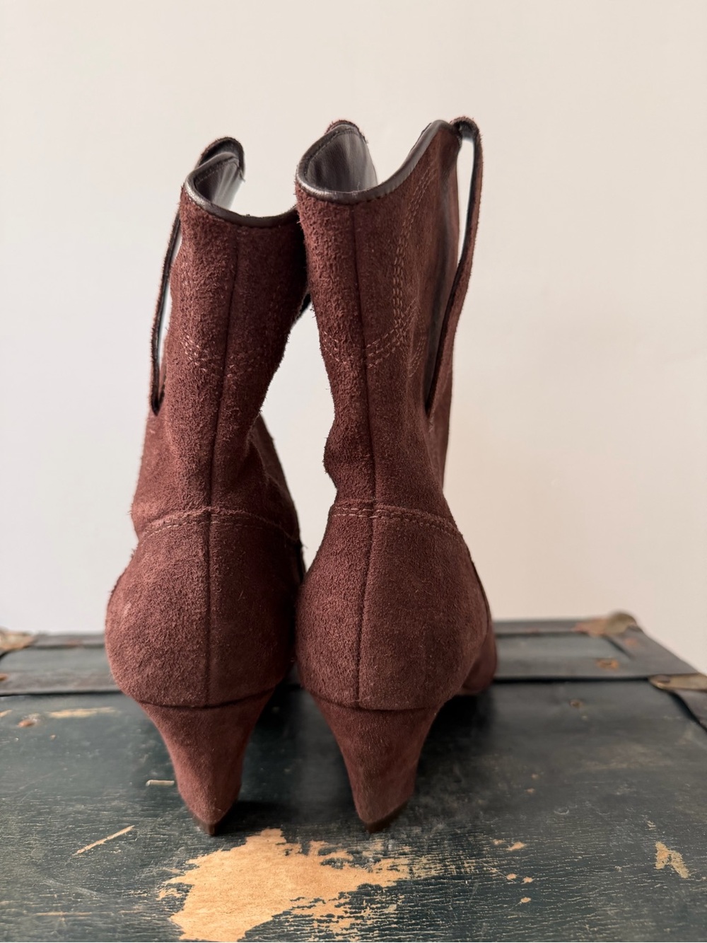 SCHUTZ Brown purple Suede Western Ankle Boots with Mid Heel - Picture 5 of 10